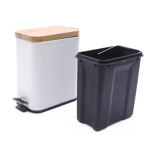 Poubelle à pédale compacte contre les odeurs blanche 5l fer - 4