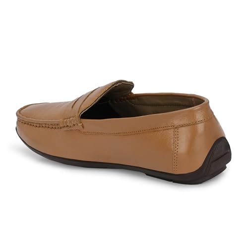 Image of Octa marc Men's Genuine Leather Loafer Shoes | Natural Rubber Sole with Soft Cushioned Insole | Classic Slip-On Design for Office, Party, Formal & Casual Wear