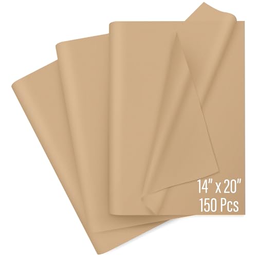SANZIX 150 Sheets Kraft Tissue Paper for Gift Bags Bulk 14x20 Inch - Brown Wrapping Paper for Gifts Wrap Wedding Birthday & Holiday Brown Flower Wrapping Tissue for Decorations & DIY Crafts