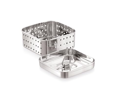 Image of Tosaa Stainless Steel Paneer Maker Mould - Medium Size (450ml) | Square Paneer /Tofu Press with Lid | Whey Separator for Homemade Paneer, Tofu & Cheese | Easy to Use & Clean