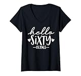 Photo Gallery donna hello sixty est 1965 60 anni 60° compleanno maglietta con collo a v Photo Gallery donna hello sixty est 1965 60 anni 60° compleanno maglietta con collo a v