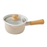 【Amazon.co.jp限定】富士ホーロー 水切りガラス蓋付き鍋 プチポット 小鍋 片手鍋 ライトグレー