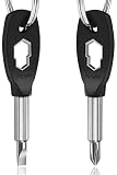 Keychain Screwdriver Tool 2 Pack, Poswlto 6-in-1 Screwdriver Set, Flathead and Phillips Bit, Hex Soc