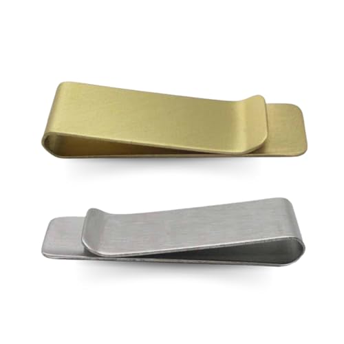 Stainless Steel Money Clip Set (15cm) - Pack of 2, Gold & Silver Money Clip Wallet - Slim, Elegant, Lightweight Money Clip Holder - Credit Card & Cash Wallet Alternative for Men & Women