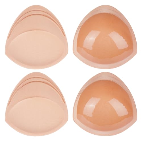 SERMICLE Adhesive Bra Pads inserts,Sticky Bra Insert Removeable Silicone Triangle Push Up Bra Pads 2 Pairs