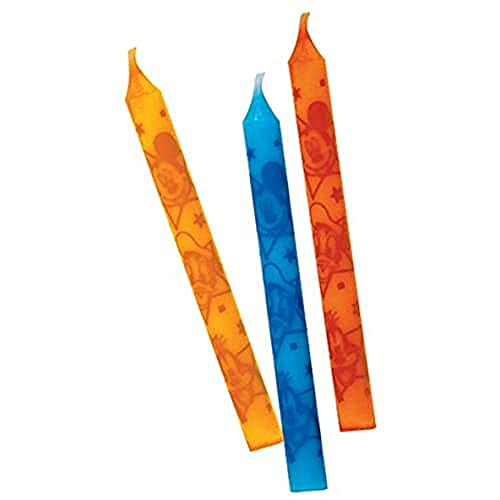 Lot de 12 bougies d'anniversaire Mickey avec supports en plastique blanc