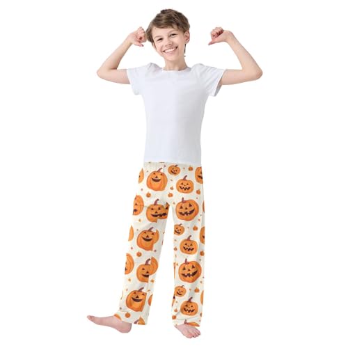 Square Pumpkin Boys Pants Boys Athletic Pants Long Pant for Boywith Pockets Wide-Leg Size 6-14Y3
