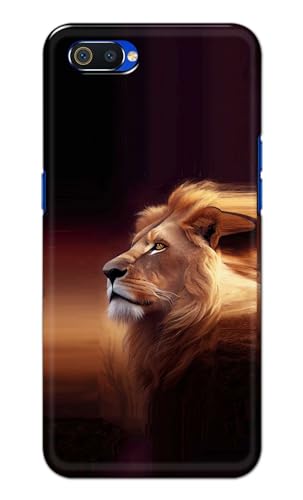 Image of Plastic Printfidaa Printed Hard Back Cover Case For Realme C2 | Oppo A1K Back Cover (Danger Lion) -112, Brown