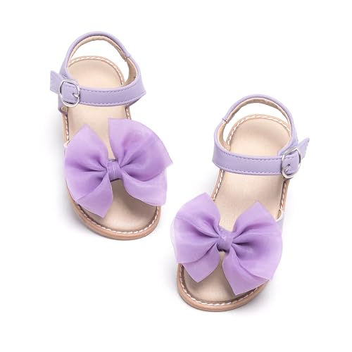 Image of Girls Dress Sandals Comfy Hook and Loop Summer Shoes for Toddlers(TA302 Toddler,Purple /6M)