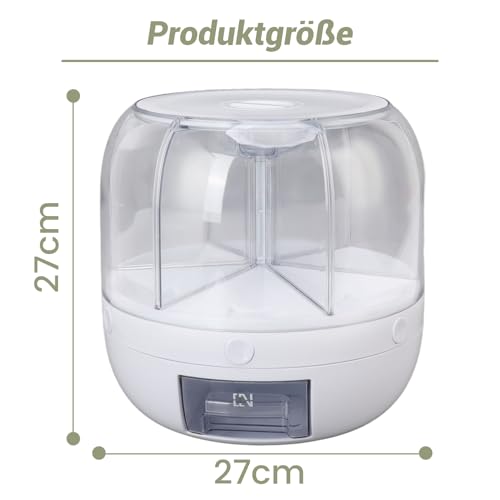 Miniatura 2 de Glomora Dispensador De Granos Giratorio,Dispensador De Alimentos Giratorio De 6 Rejillas De 360 Con Tapa Extraíble Para Soja Arroz Cebada Frijol Mungo 6kg
