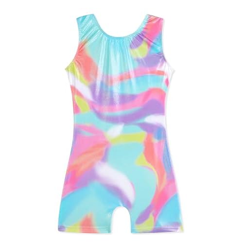 HOZIY Gymnastics Leotards for Girls Unicorn Aurora Rainbow Mermaid Dinosaur Cupcake Sparkle Biketard Toddlers Kids Children 3-4T Blue Watercolor