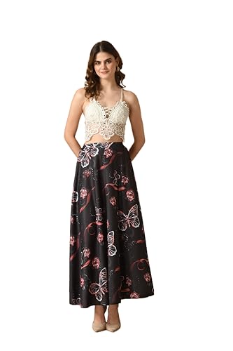 Image of VAGISHA Printed Casual Long Western Skirts for Women's & Girls |Stretchy Flared Maxi Skirt|Elastic Waist Skirts|Western Ethnic Skirts