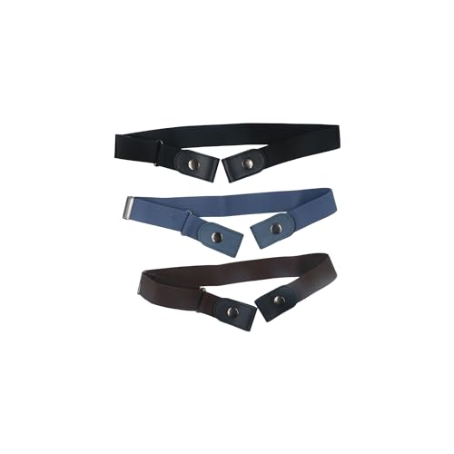 3 Pack No Buckle Belts for Women Men, Buckle Free Invisible Belts Comfortable Adjustable Stretch Waist Belt for Jeans Shorts Pants