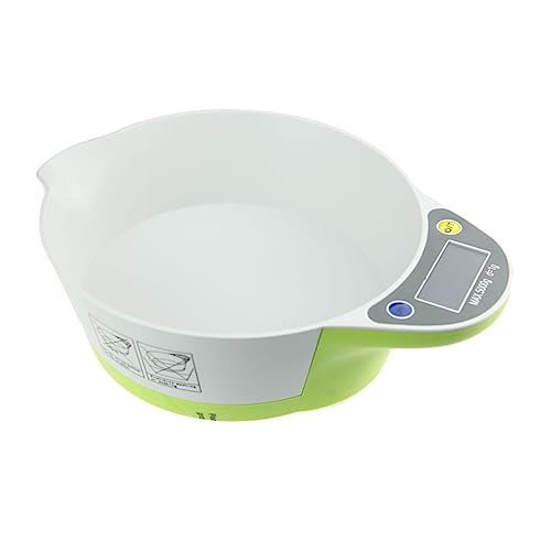 はかり キッチン ポータブル電子デジタルボウルキッチンスケール家庭用ペット給餌計量食品スケール 5 キロ液晶ディスプレイ付き(Green)