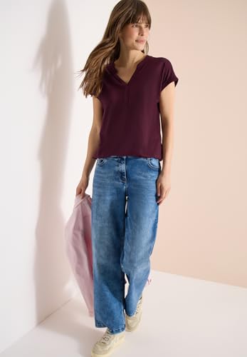 Cecil Shirt mit Split Neck im Tunika-Look Sweet Grape red S – Ansicht 3
