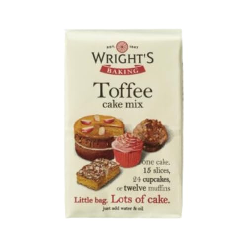 Wright's Baking Toffee Cake Mix 500G – Complete Mix with Real Toffee Pieces for Moist, Tender Cake – Ideal for Bread Machines, Loaf Tins, Gateaux, Slices, and Individual Cakes