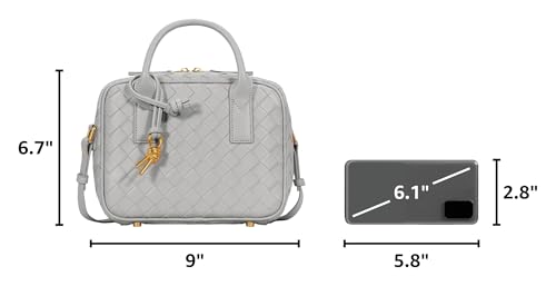 Bolso Satchel tejida para mujer con asa superior y correa miniatura 3