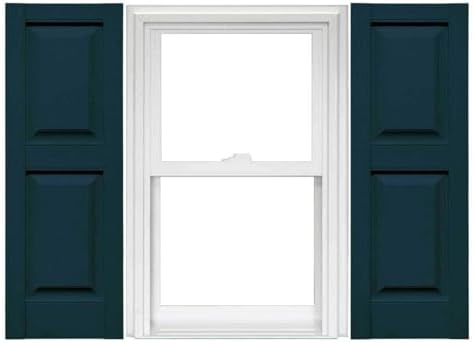 Mid America Raised Panel Vinyl Shutters (1 Pair) - Decorative Window Shutters with Mounting Hardware - Injection Molded Fade Resistant Vinyl - Williamsburg Style