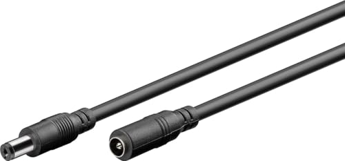 goobay Câble d’Extension DC 5m – 5.5 x 2.1mm, connecteur et fiche, Noir, pour 5–24V et Jusqu’à 5A, idéal pour LEDs, routeurs, caméras, 76671