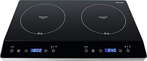 Doppel-Induktionskochfeld IK 750, Robuste durchgängige Glas-Keramik-Oberfläche, Mobil einsetzbar, Touch Control, Temperaturregelung, 60-240°C,