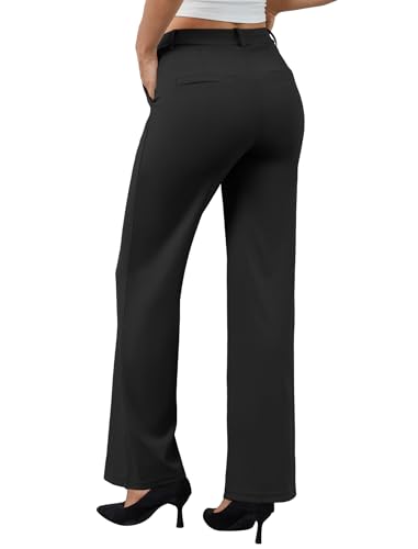 Women's Work Dress Pants Wide Leg Business Casual Slacks Stretchy Pull on High Waisted Office Trousers with Pockets2