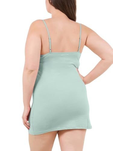 Image of Long Cotton Camisole Tank Tops for Women | Basic Braless Layering Tops with Adjustable Spaghetti Straps