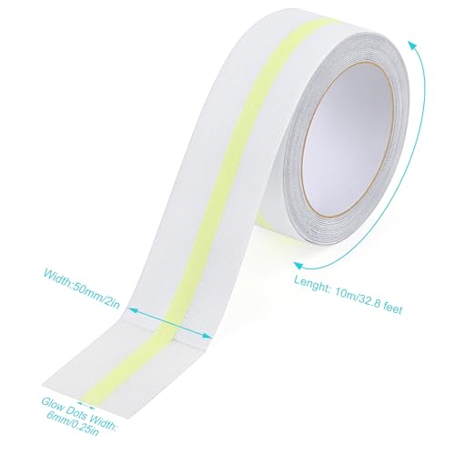 Image of Qingluan Anti Slip Tape Heavy Duty Grip Tape Non Slip Stair Treads Waterproof High Traction Safety Tape for Indoor Outdoor Stairs Steps Floors (Transparent Glow in The Dark Green, 2 Inch x 32.8ft)