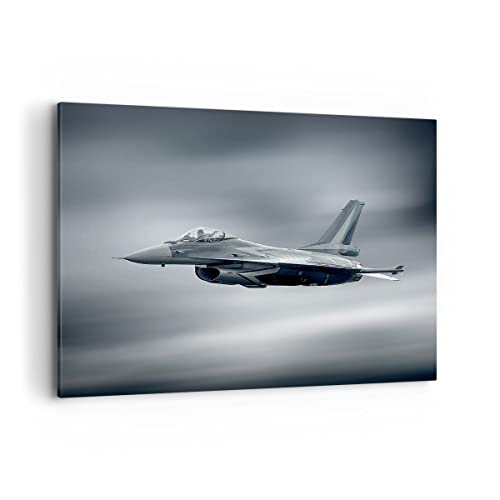 Moderne Impression sur Toile 100x70cm Image Tableau Decoration Murale avion ciel vol Grand Tableaux Decoratifs Muraux Chambre Cuisine Horizontal Deco Cadre...