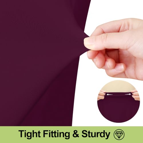Image of Smiry 2 Pack Spandex Elastic Fitted Table Cloth Skirt for 8FT Table | Stretch Washable Table Cloth, Banquet Table Cover for Wedding, Party, Indoor & Trade Shows, (Jujube Red, 96Lx30Wx30H)