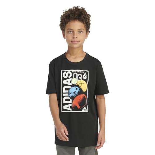 Image of Adidas Boys Short Sleeve T-Shirt Sports Graphic Tee Shirt