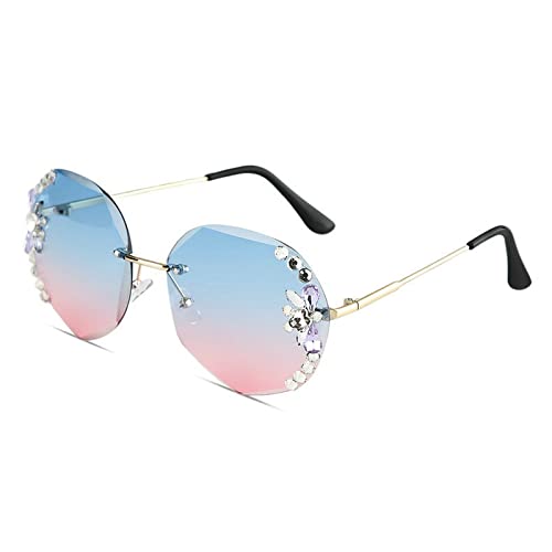 COTIA 2022 Women Rimless Diamond Sunglasses Oversized Frameless Crystal Rhinestone Cutting Sunglasses for Beach Summer2