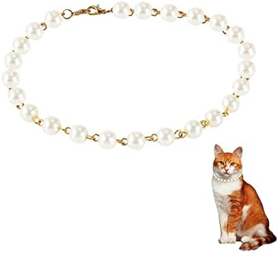 Peal cat Collars for Girl Cats , Elegant Glass Pearl Kitten Collars for Your Fur Baby , Also Suitable for Dog Collars, Puppy Collars
