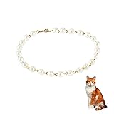 Peal cat Collars for Girl Cats , Elegant Glass Pearl Kitten Collars for Your Fur Baby , Also Suitabl