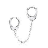 Minimalist Double Hoop Earrings for Women Girls Men Sterling Silver Pair Small Hoops Dangle Chain Drop Dangle Cartilage Second Hole Fashion Personalized Punk Jewelry 1 Piece (Silver)