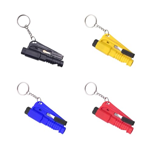 Olivvia 4 Pcs Car Window Breaker, Window Breaker, Seat Belt Cutter – 2-in-1 Emergency Escape Tool for Land/Underwater Vehicles, Portable Safety Hammer with Keychain for All Cars