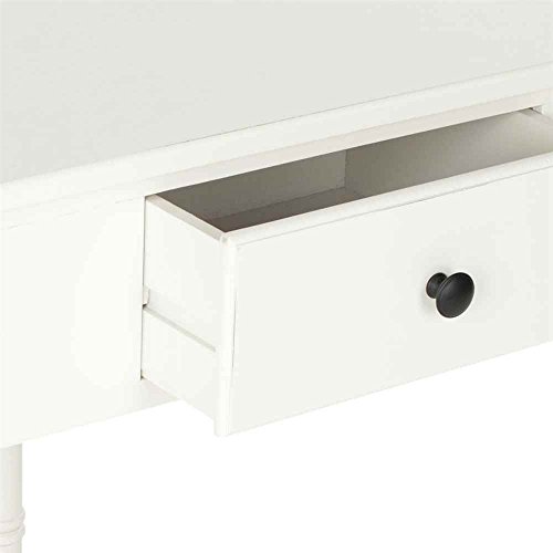 Image of SAFAVIEH Furniture - Gomez 1-Drawer Corner Table - Distressed Cream - Solid Wood - Classic Corner Storage Design - Ideal for Entryway, Living Room, Home Office, 33.1 inchW x 17.3 inchD x 28 inchH (AMH5709C)
