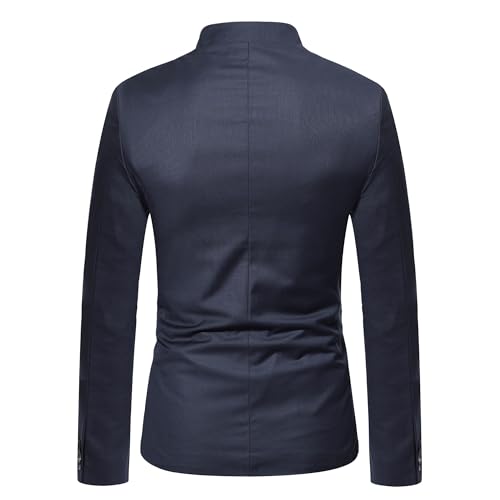 Mens Stand Mandarin Collar Suit Blazer Jackets Single Breasted Business Dress Coat Lightweight Lined Sport Coats2