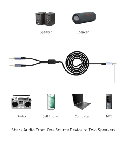 Vthahaby Cable divisor audio 3.5mm 6.6 pies miniatura 3