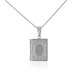 My Daily Styles Stainless Steel Silver-Tone Book Locket, 20'