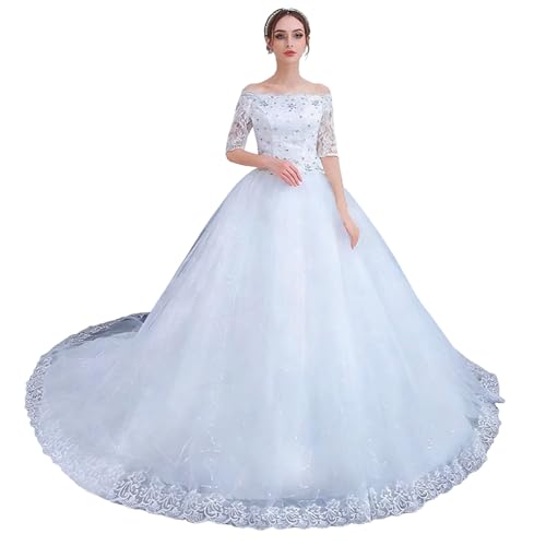 Fließendes Boho-Brautkleid Aus Mesh for Gartenhochzeiten Im Freien, Formelle Hochzeitsfeier Und Empfangszeremonie(XL)