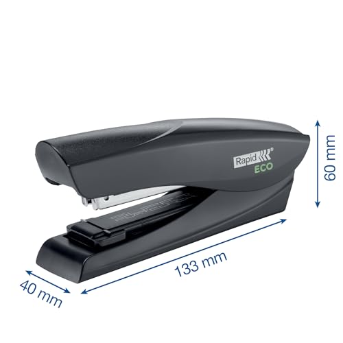 Rapid ECO Tacker, kleines und leistungsstarkes Heftgerät aus recyceltem Kunststoff, für zu Hause, Büro oder Schule, Teil der ECO-Reihe, schwarz, 24812701