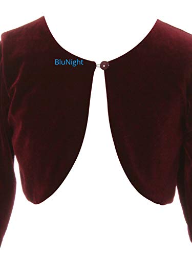 Image of BluNight Collection Little Girls Long Sleeve One Button Velvet Bolero Sweater Jacket Dress Cover Up