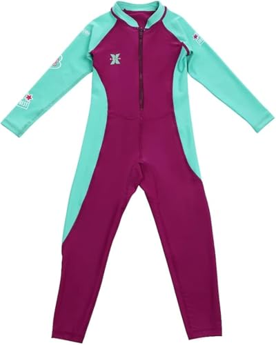 Image of Little Kids Girls One Piece Water Sports Sun Protection Rash Guard UPF 50+ Long Sleeves Full Suit Swimsuit Wetsuit