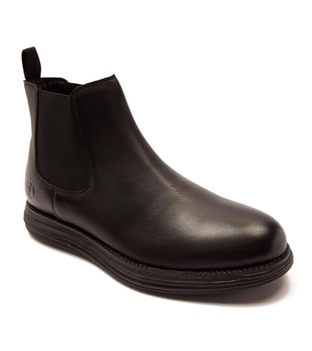 Image of Thomas Crick Men's Genuine Leather Chelsea Boots - Lightweight Sporty EVA Sole with Ortho Comfort Footbed, Slip-On Elastic Side Panels & Modern All-Day Traction