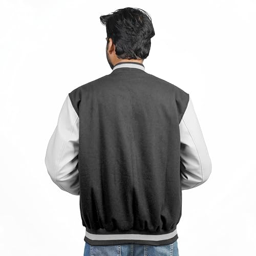 Image of Men's Fashion Varsity Jacket Causal Slim Fit Wool Letterman Baseball Bomber Jackets