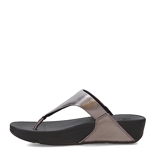 Image of FitFlop I88A68-065 LULU Leather Toepost Classic Pewter Mix US08.5