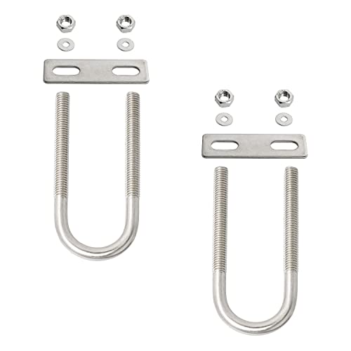 Round U-Bolt 0.87"(22mm) Inner Width U Bolts Brackets 304 Stainless Steel M6 with Nut, Plate, Washer for Car/RV/Trailer Bumper,4 Sets