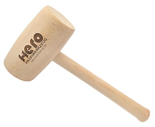 HERO Holzhammer Rund Schreiner Klüpfel 280 mm Lang Holzklüpfel Schreinerhammer Schreinerklüpfel mit Rundkopf Hammerkopf Kopfdurchmesser 60 mm Hammer 300 gramm für Holzarbeiten, Holzschaft, Gratfrei