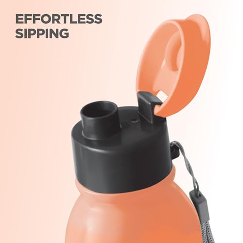 Image of MILTON Marvel Caper 1000 Stainless Steel Water Bottle 870 ml, Single Walled, ISI Certified I Leak Proof Lid, Rust Proof I For School, Office, Gym I Orange