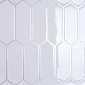 CRE8TIVE 4 Sheets White Long Hexagon Peel and Stick Backsplash - 12"x12" 3D Adhesive Stick on Tile Stickers for Kitchen, Bathroom, Laundry Room